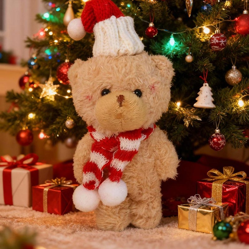 Christmas Plush Bear Ornaments - Cute Small Bear Stuffed Animal Keychains with Hat and Scarf, Bears Plush Keychain Toys for Backpack Purse Pendant Gift for Girls (White) - Image 5